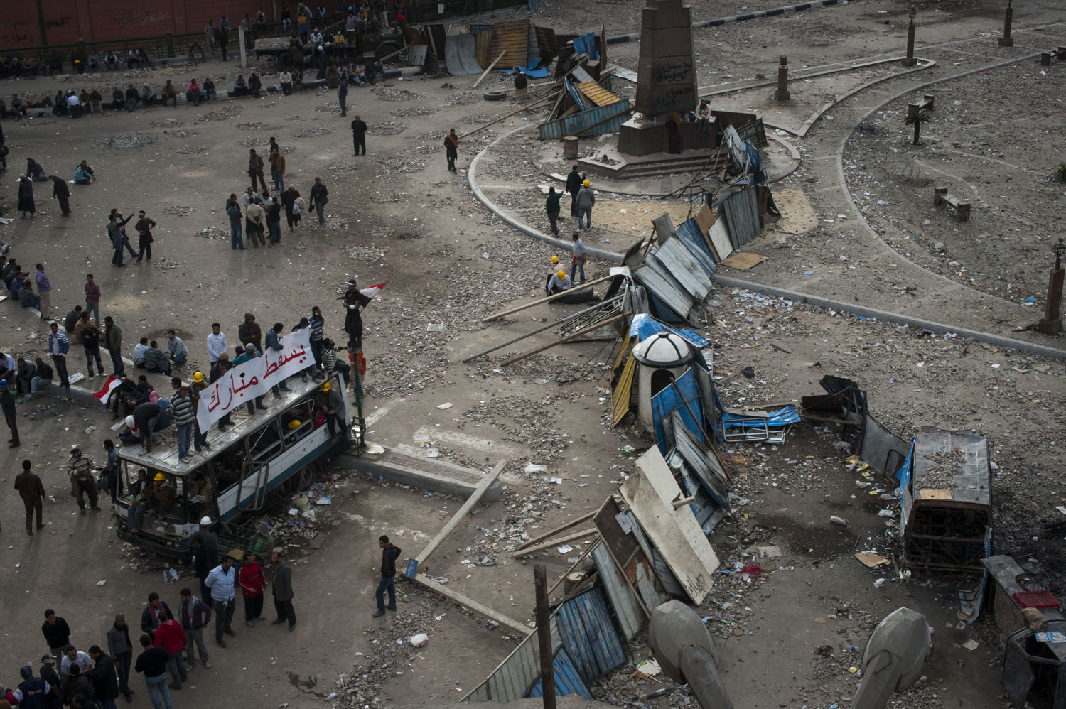  The barricades that separate Tahrir Square from the Pro-Mubarak protesters, and the rest of the world on February 4, 2011.  
