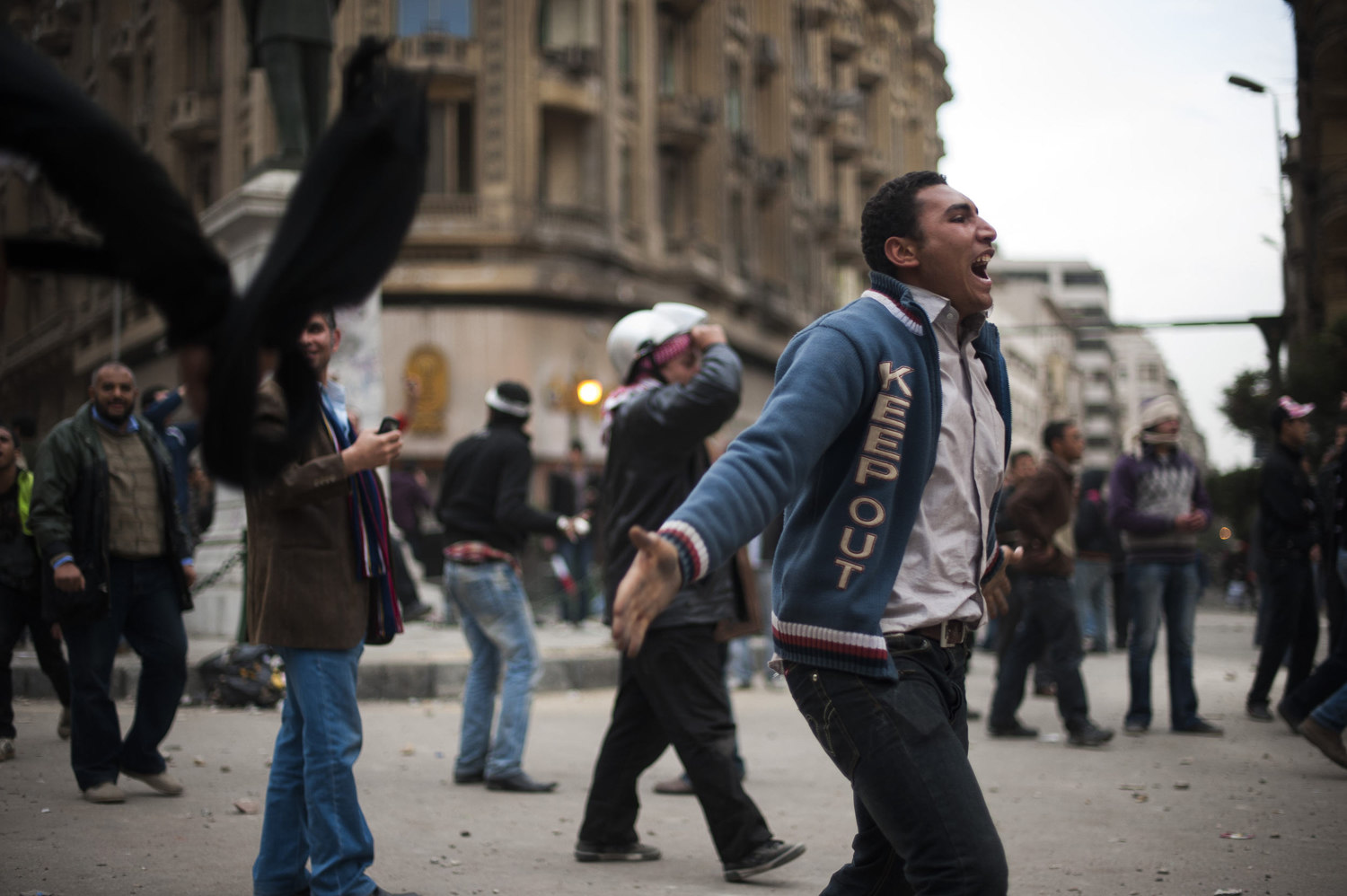  Protestors prematurely rejoice after an inaccurate claim that Mubarak has fled the country. 