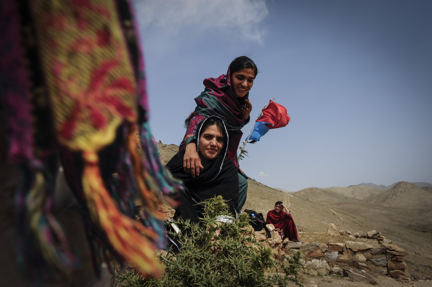  Girls visit a Shrine near Karga Lake outside of Kabul, Afghanistan. 