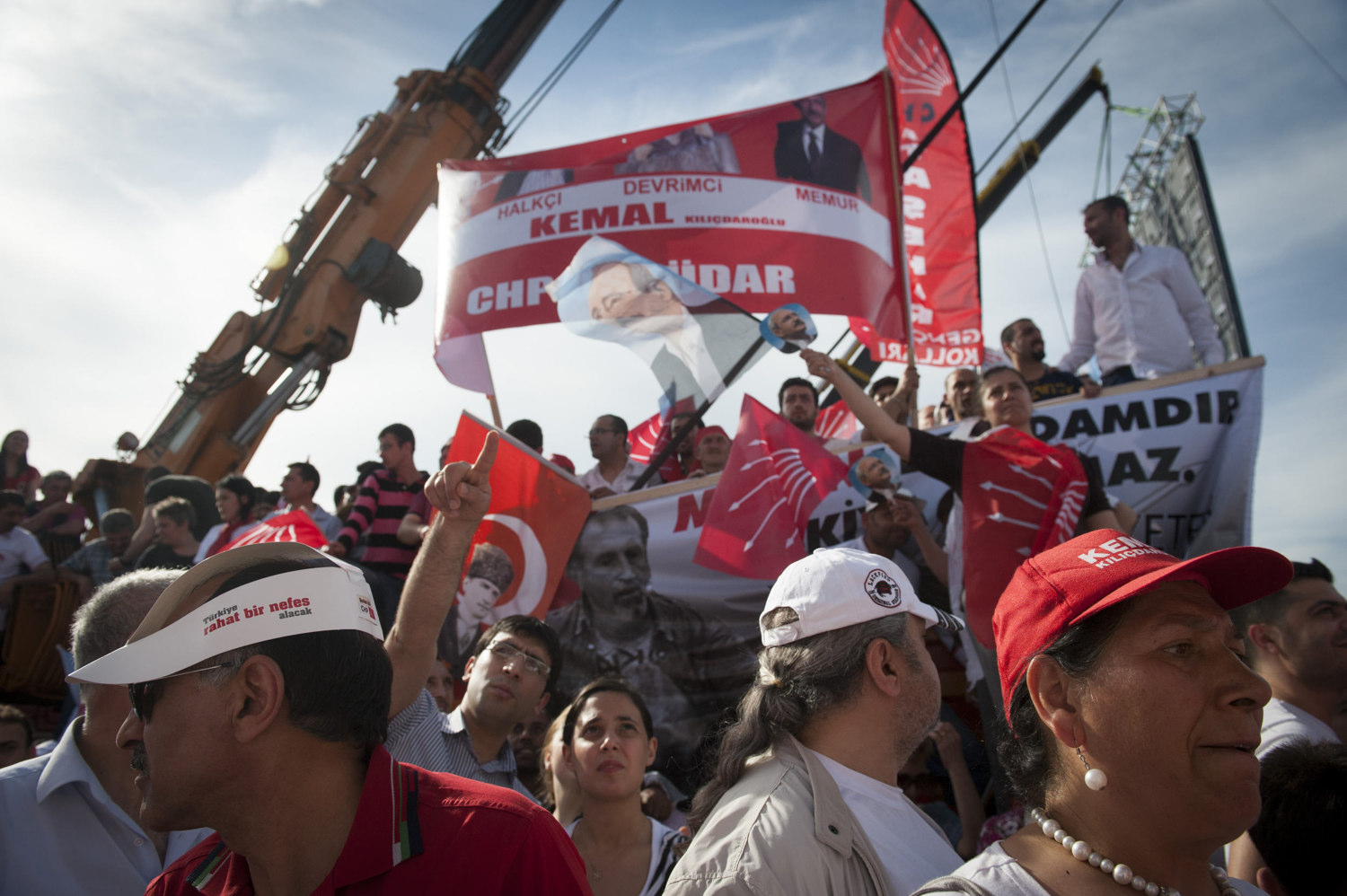  Supporters of the Republican People's Party (Cumhuriyet Halk Partisi, CHP) gather in Istanbul Turkey for the final political rally for Kemal Kılıçdaroğlu- candidate  for Prime Minister.  