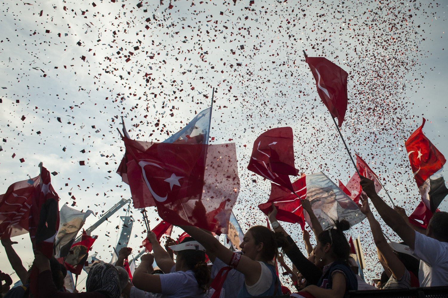  Supporters of the Republican People's Party (Cumhuriyet Halk Partisi, CHP) gather in Istanbul Turkey for the final political rally for Kemal Kılıçdaroğlu- candidate  for Prime Minister.  