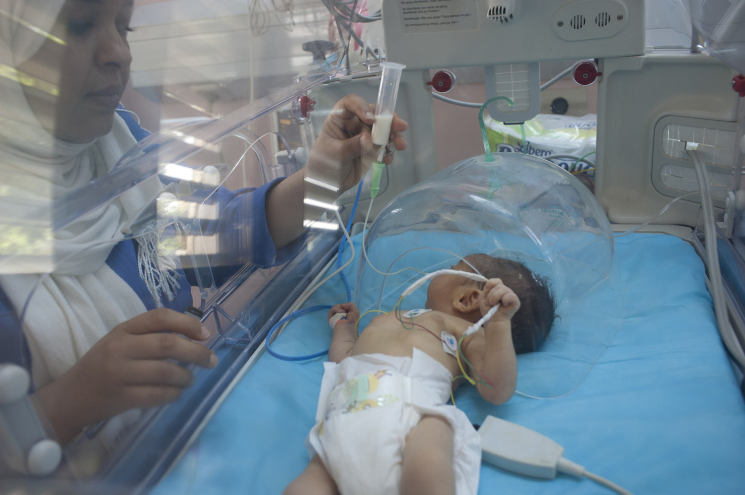  A newly born baby in incubation in Tripoli Medical Center. Children born after the Civil War will never know what Libya was like under Gaddafi.

 