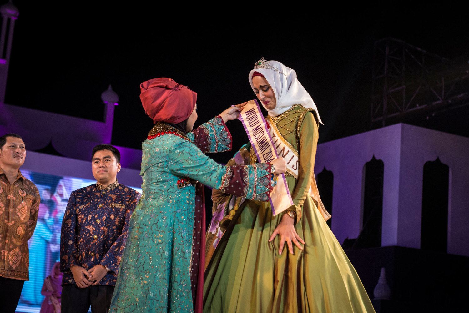  Fatma Ben Guefrache of Tunisia is crowned Muss Muslimah 2014. The Grand Finale of the Miss Muslimah World Competition on November 21st, 2014 in Yogakarta, Indonesia.
 