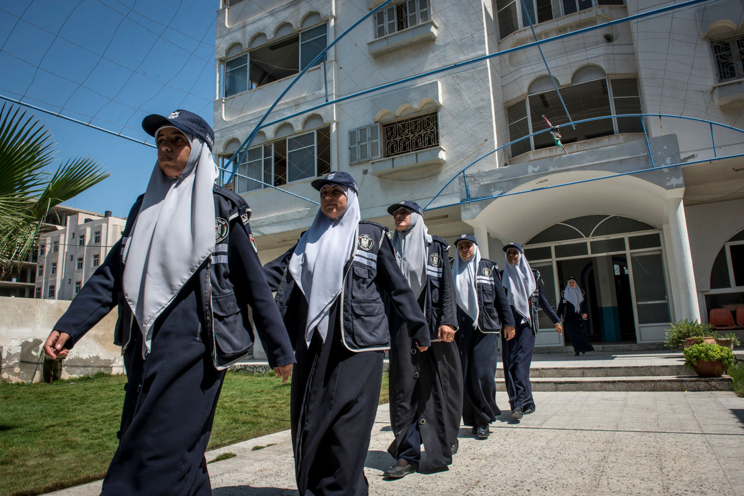  Young women train to be in the police force. Hamas prides itself on its female police force, who are helpful with domestic violence issues and law enforcement. 