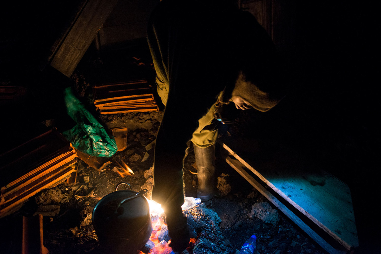  After dark, a meal is cooked.
 