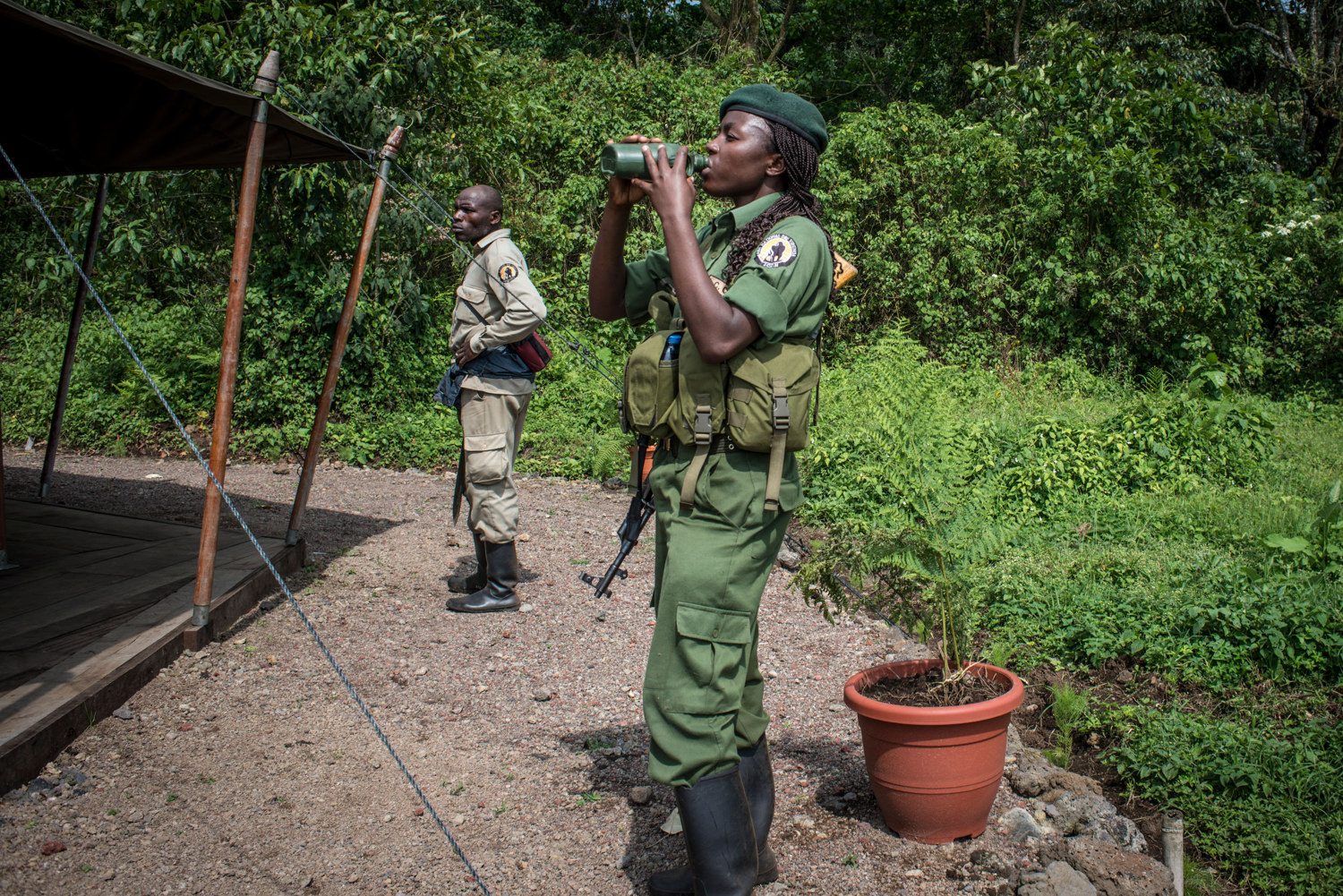  The rangers reach Bukima camp after a four hour hike. For the first time, women have taken up the most dangerous job in wildlife, becoming para-military rangers at the Virunga National Park in DR Congo.   