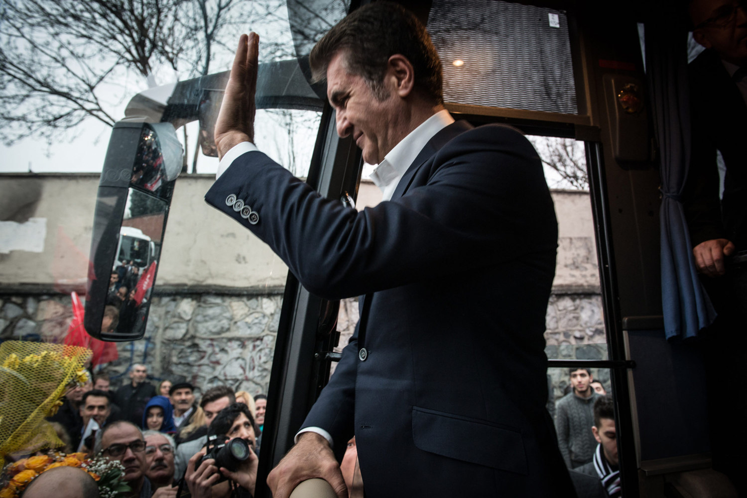  Mustafa Sarigul, candidate for Istanbul mayor stumps in Okmeydan, Istanbul Turkey on 15 February 2014.  