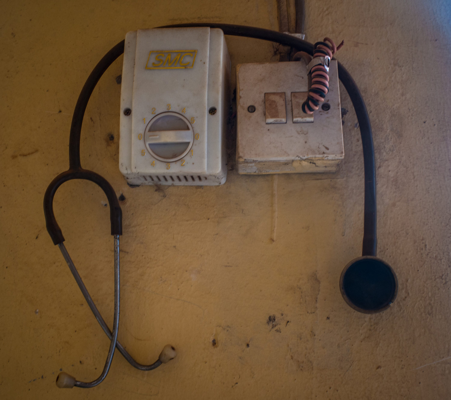  A stethescope hangs in a rural clinic in a suburb of Lokoja. 