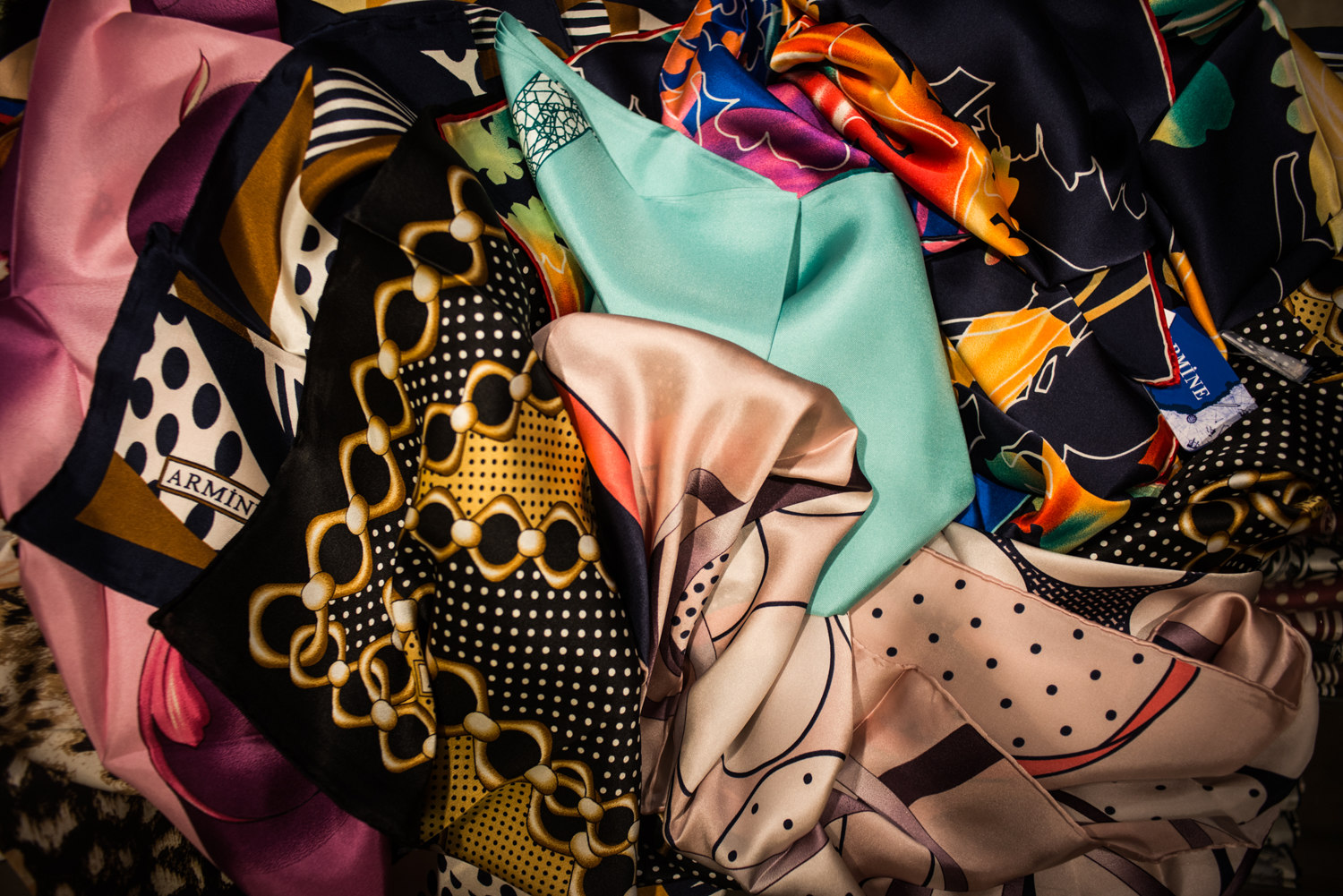  Scarves on display at the Armine store in the Fatih District of Istanbul, Turkey. Fatih is known as one of the most conservative districts in the city and hosts many retail stores- ranging from all ends of the market. 