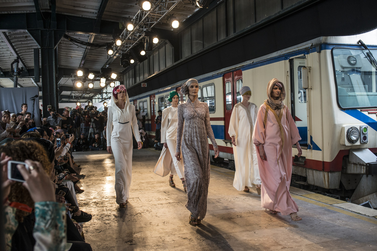  Images from the first day of Modanisa's Istanbul Modest Fashion Week which takes place at Haydarpasa train station in Istanbul, Turkey on May 13th, 2016. 