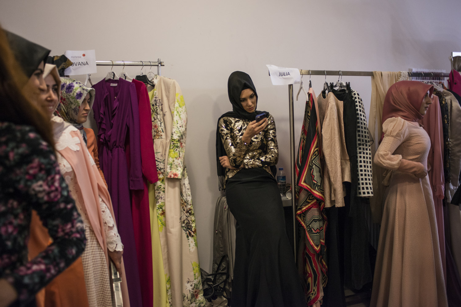  Backstage at the Modanisa fashion show on May 28th, 2014 in Istanbul, Turkey. 