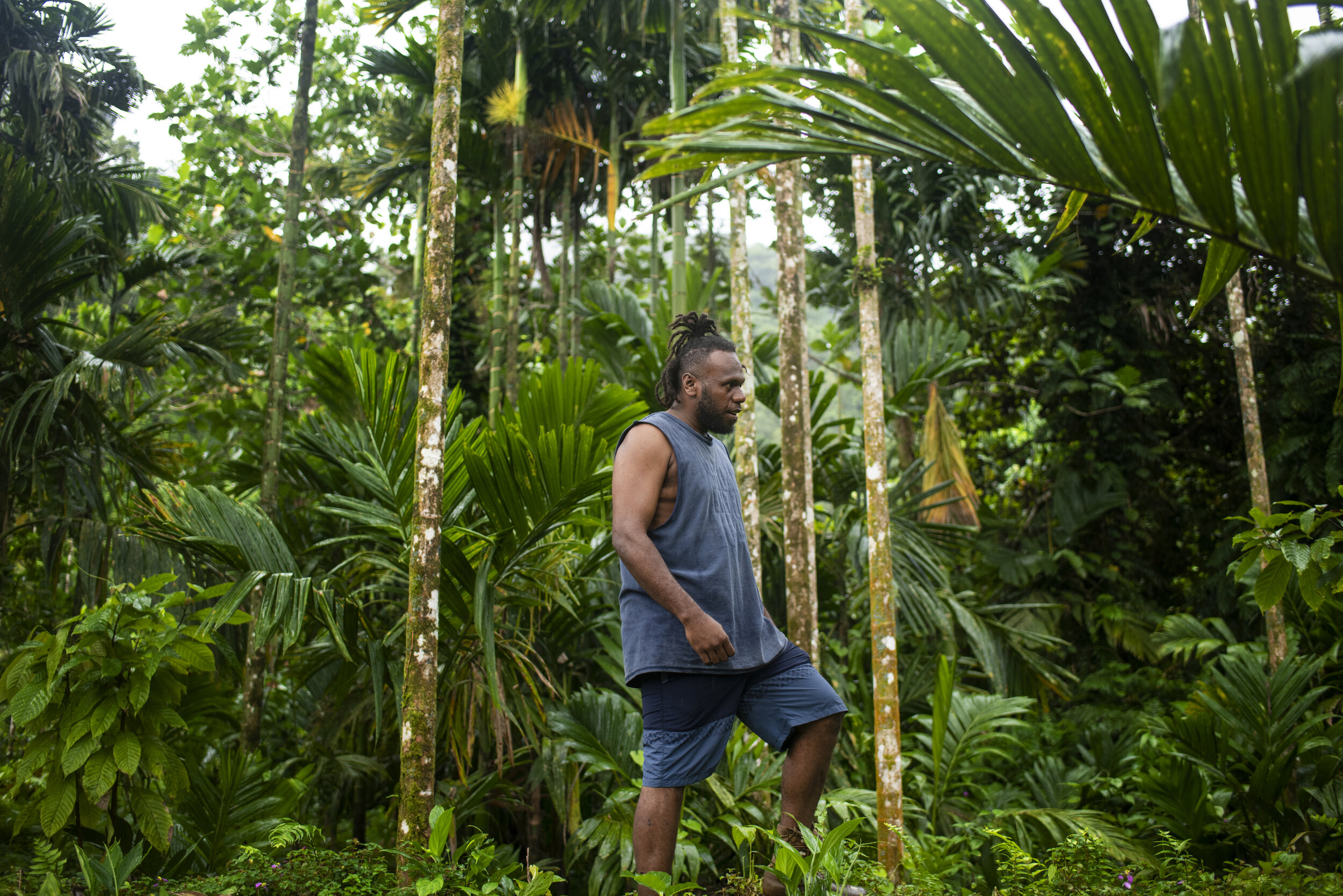  Phillip Jr. in his village of Marasa on September 20th, 2019 in the Solomon Islands. Because there are no roads on the island the village is only accessible by boat.     The village of Marasa and the other villages in the valley successfully kicked 