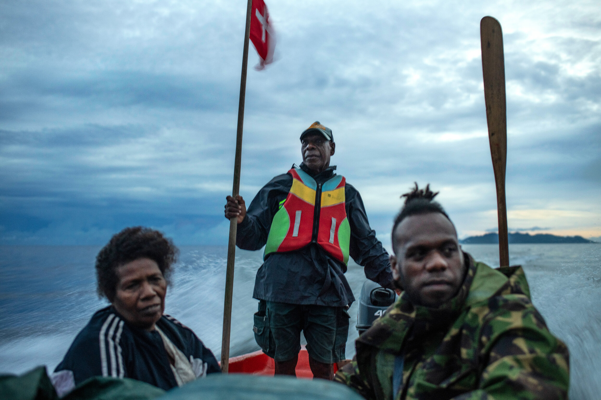  Phillip Manakako Sr. readies his boat to go to the village of Marasa, which is on the other side of Guadalcanal on September 20th, 2019 in the Solomon Islands. Because there are no roads on the island the village is only accessible by boat. The vill