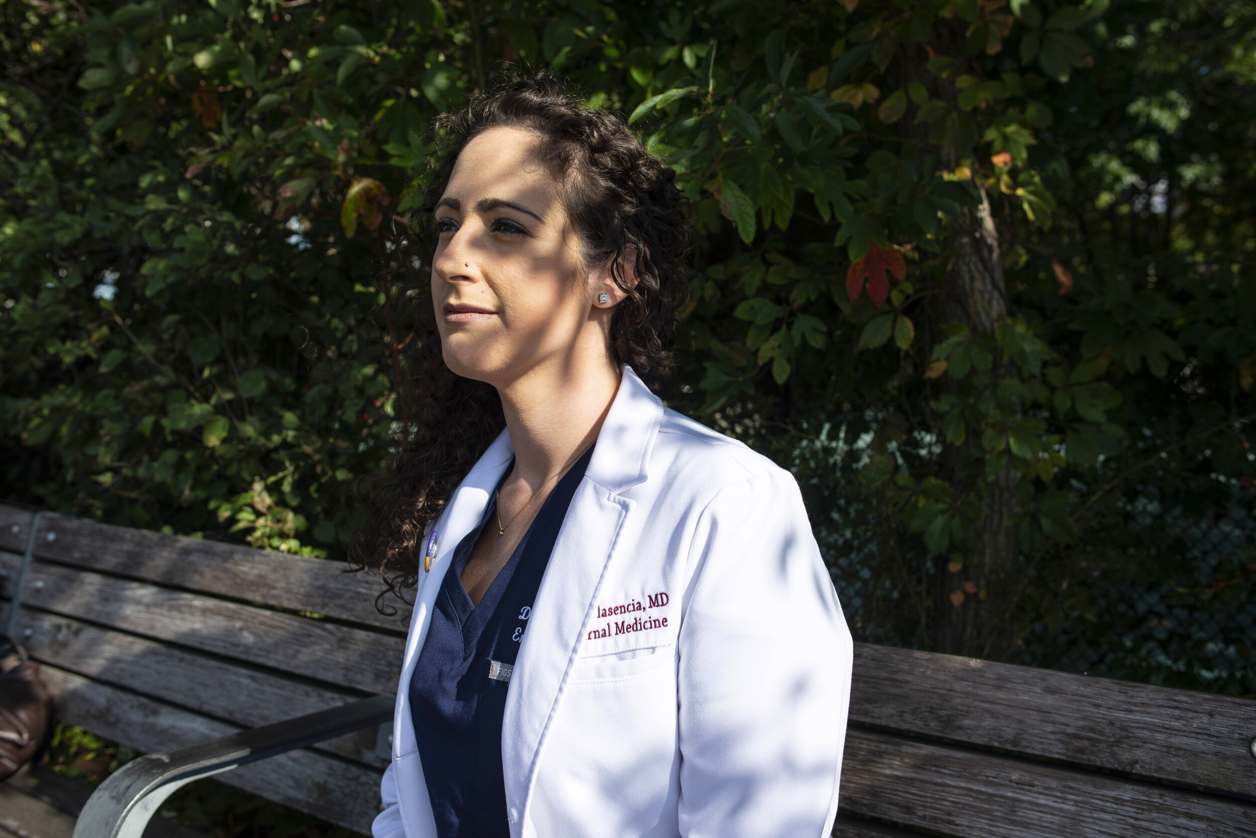  Doctor Amy Plasencia poses for a portrait in Brooklyn Bridge Park on October 2nd, 2020.  