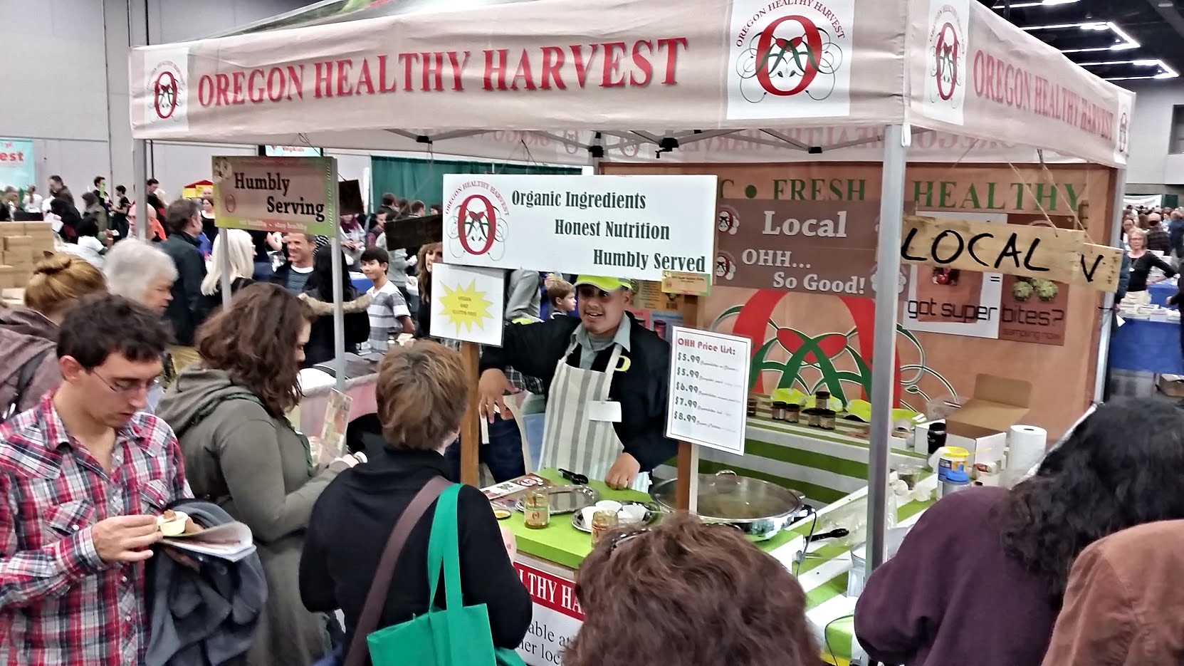 humbly serving oregon healthy harvest to the amazing folks at portland's vegfest!