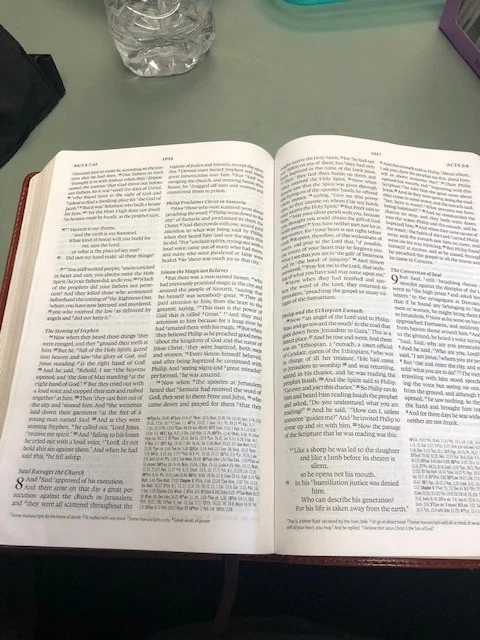 After breakfast, Jeff leads us in a daily Bible study. This summer we are going through the book of Acts.