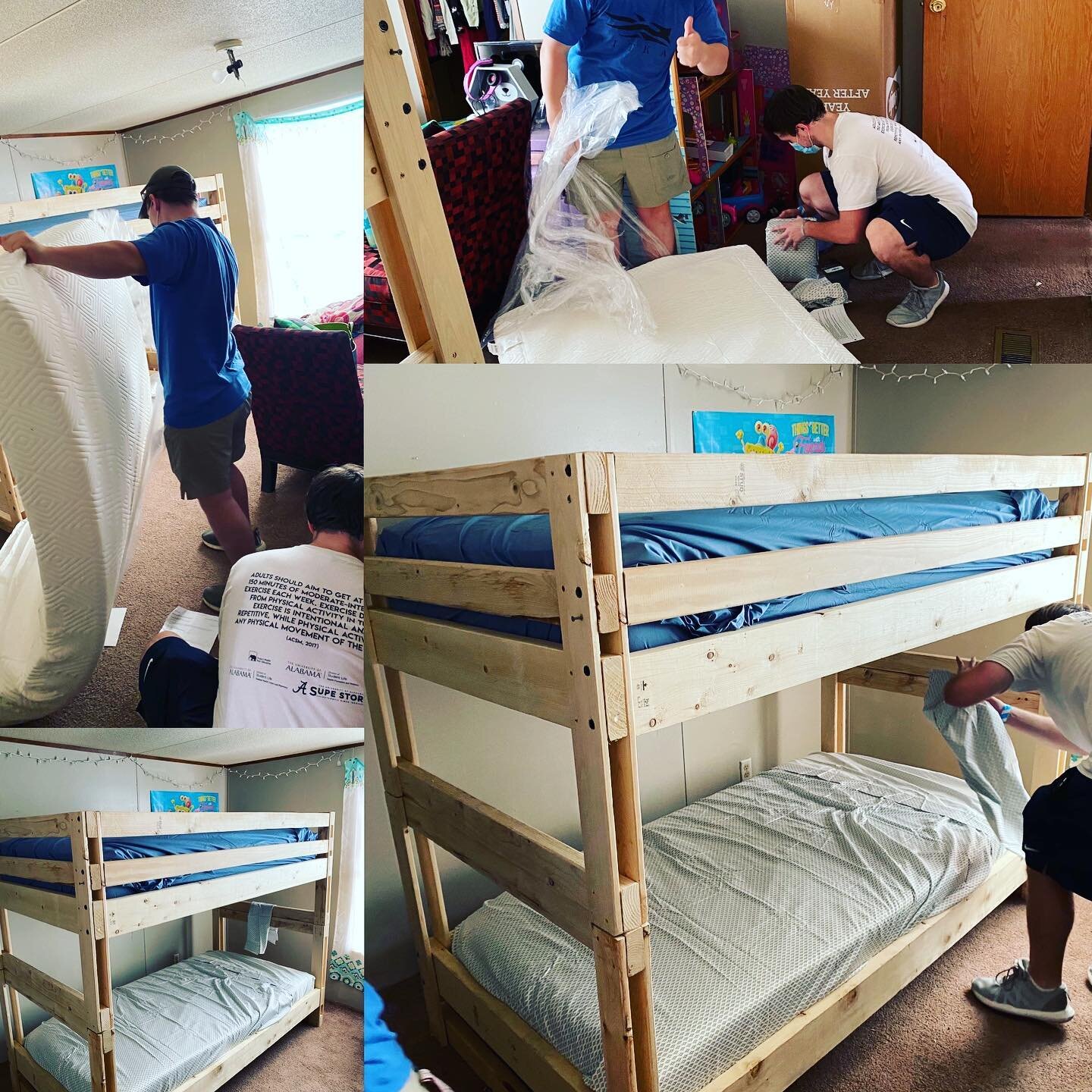 We've been hard at work delivering our bunk beds from the build we had a few weeks ago! Thanks for all your continued support! Special thanks to @highsocks4hope for the new twin mattresses! #offthefloor