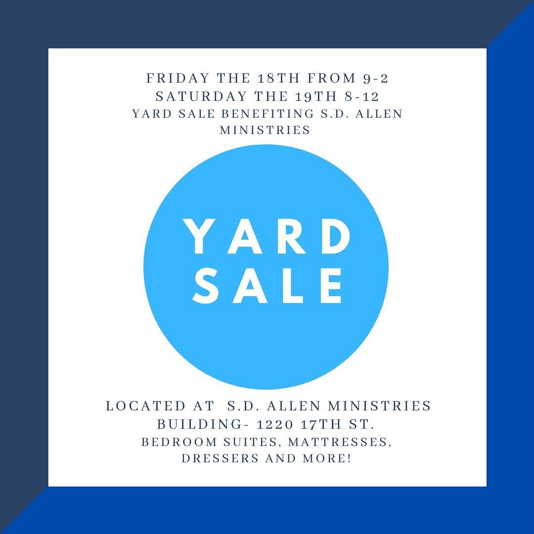 Mark you calendars for next weekend September 18th and 19th, we are having a yard sale to raise money to buy more beds for our neighbors!!