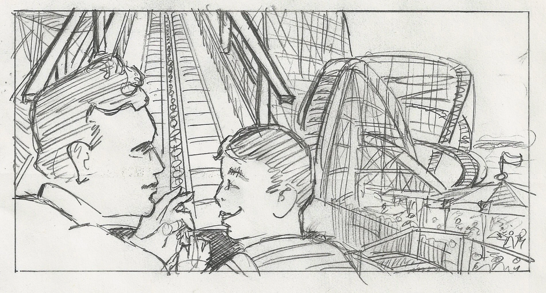 Sketch for Father and Son Ascending The Coaster
