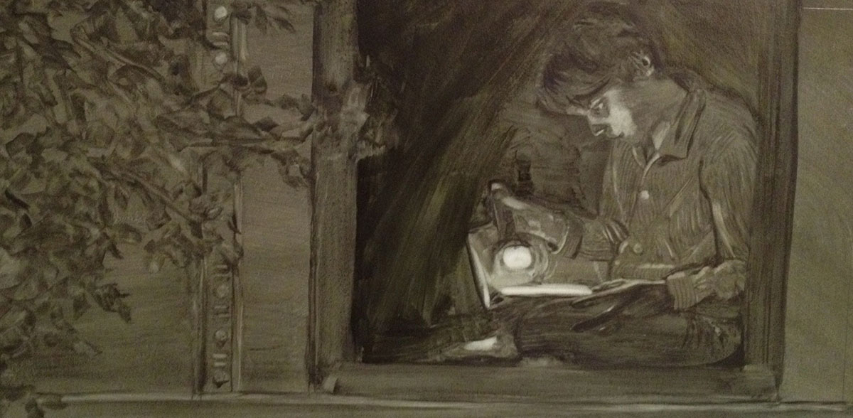 Night Reading underpainting from The Sound of All Things