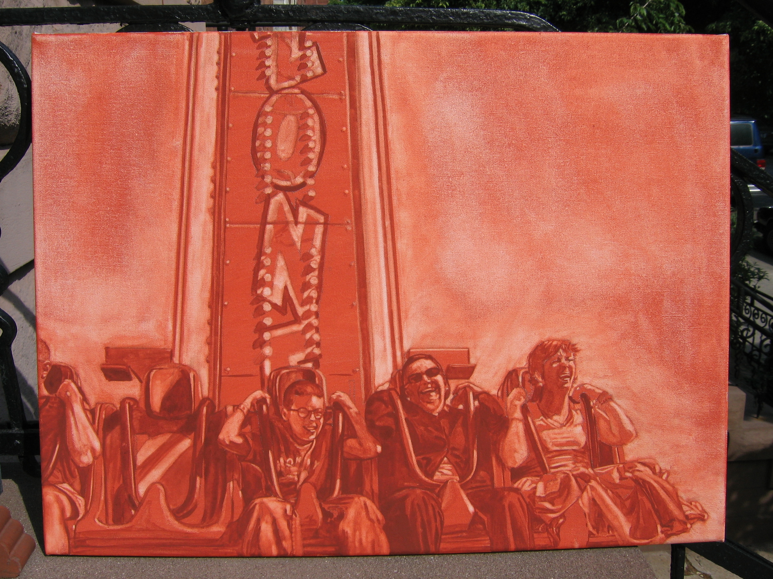 Underpainting for Mother's Day at the Amusement Park