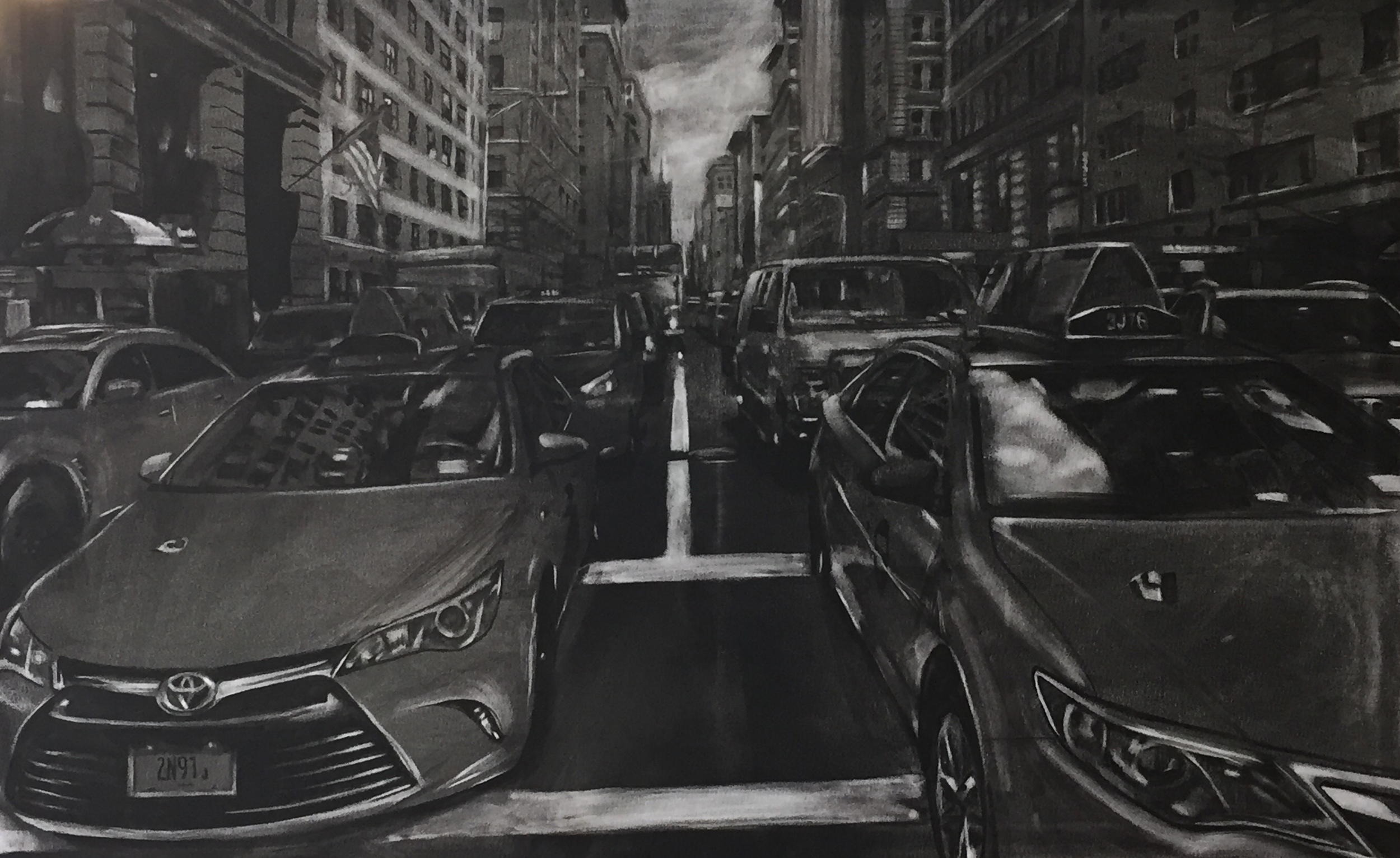 5th Avenue Taxis Underpainting