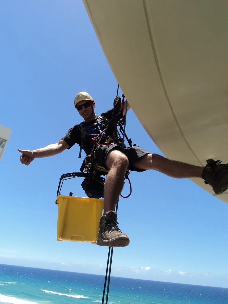 Painting by rope access