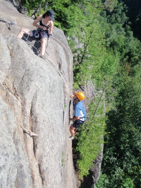 Bringing up one of my students at the classic Beer Wall, Adirondaks, 2008.