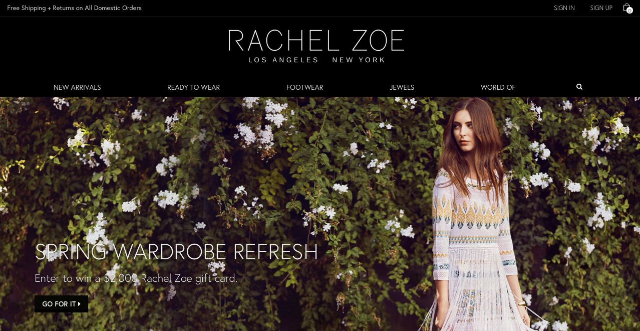   Rachel Zoe  e-Commerce website    