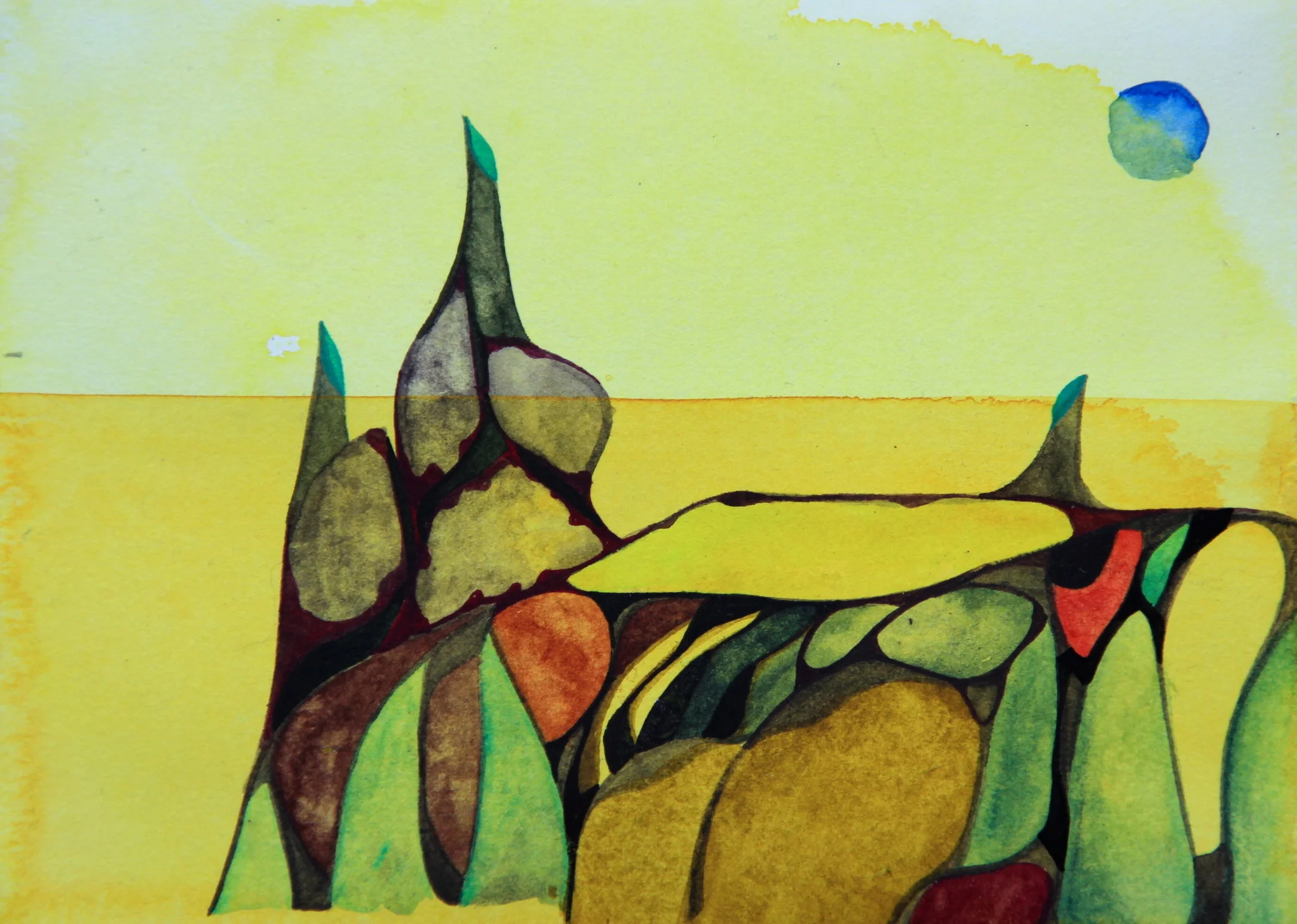 Castle Mountain, watercolor on paper, 7 x 5 inches, 2015.
