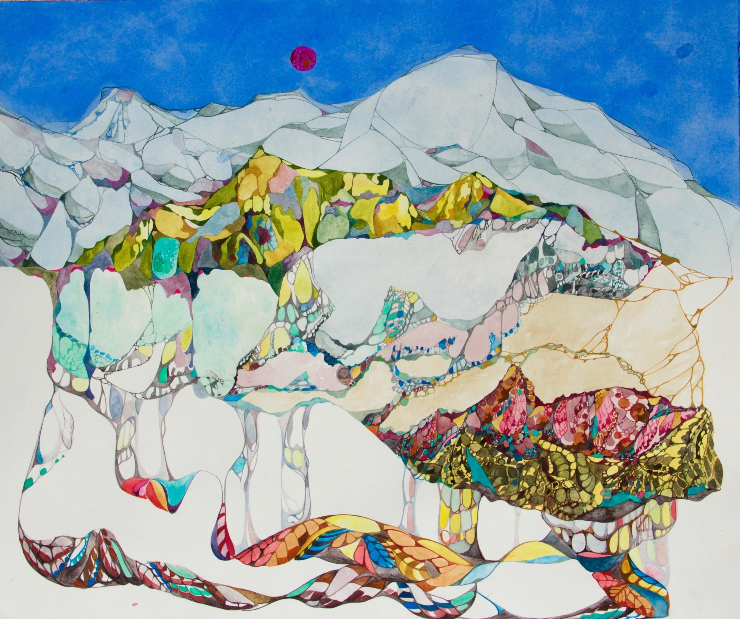 Mountain Birth II, watercolor on paper, 26 x 22 inches, 2015. private collection.