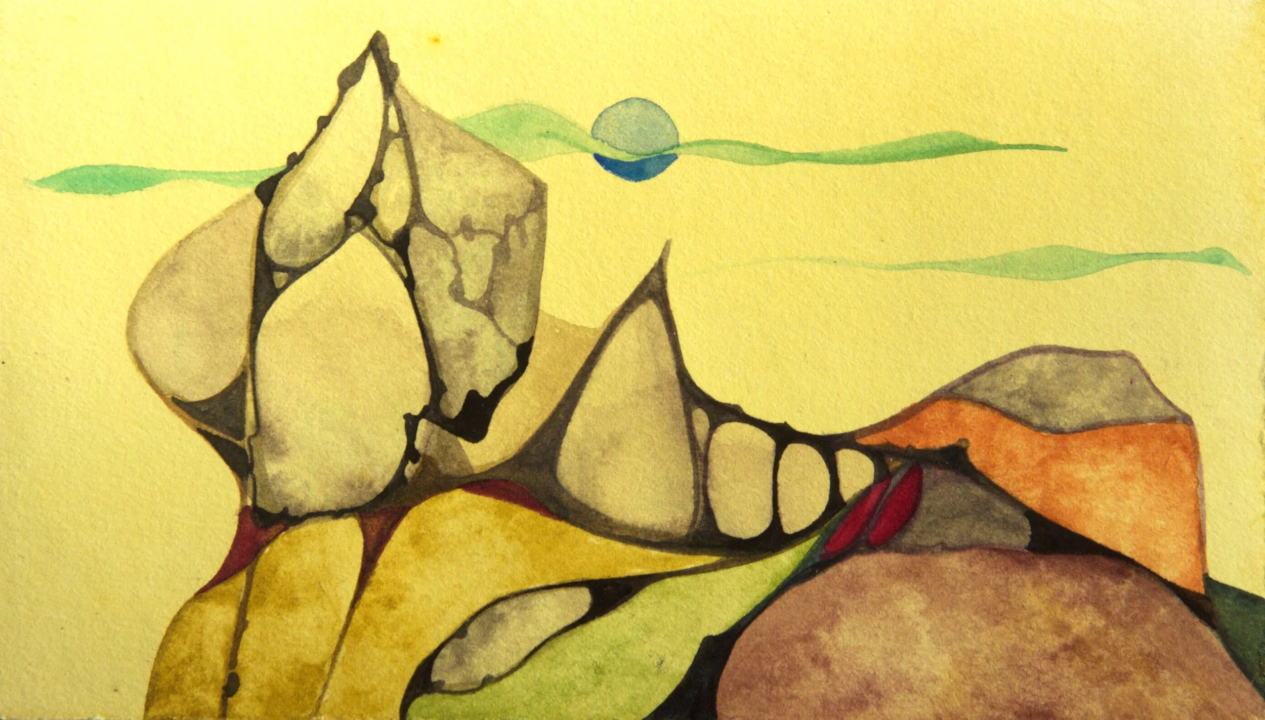 The Castle Rock, watercolor on paper, 7 x 5 inches, 2015.