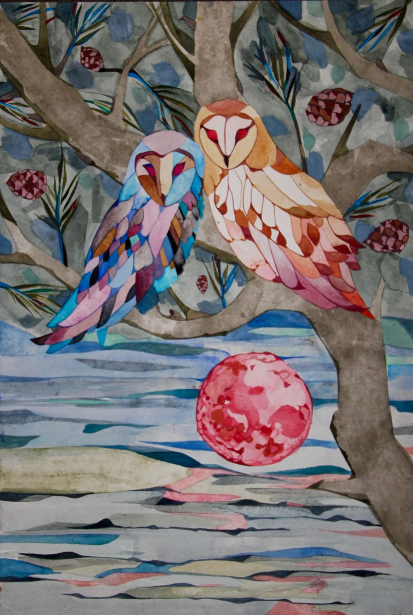 Blood Moon, watercolor on paper, 15 x 22 inches, 2015