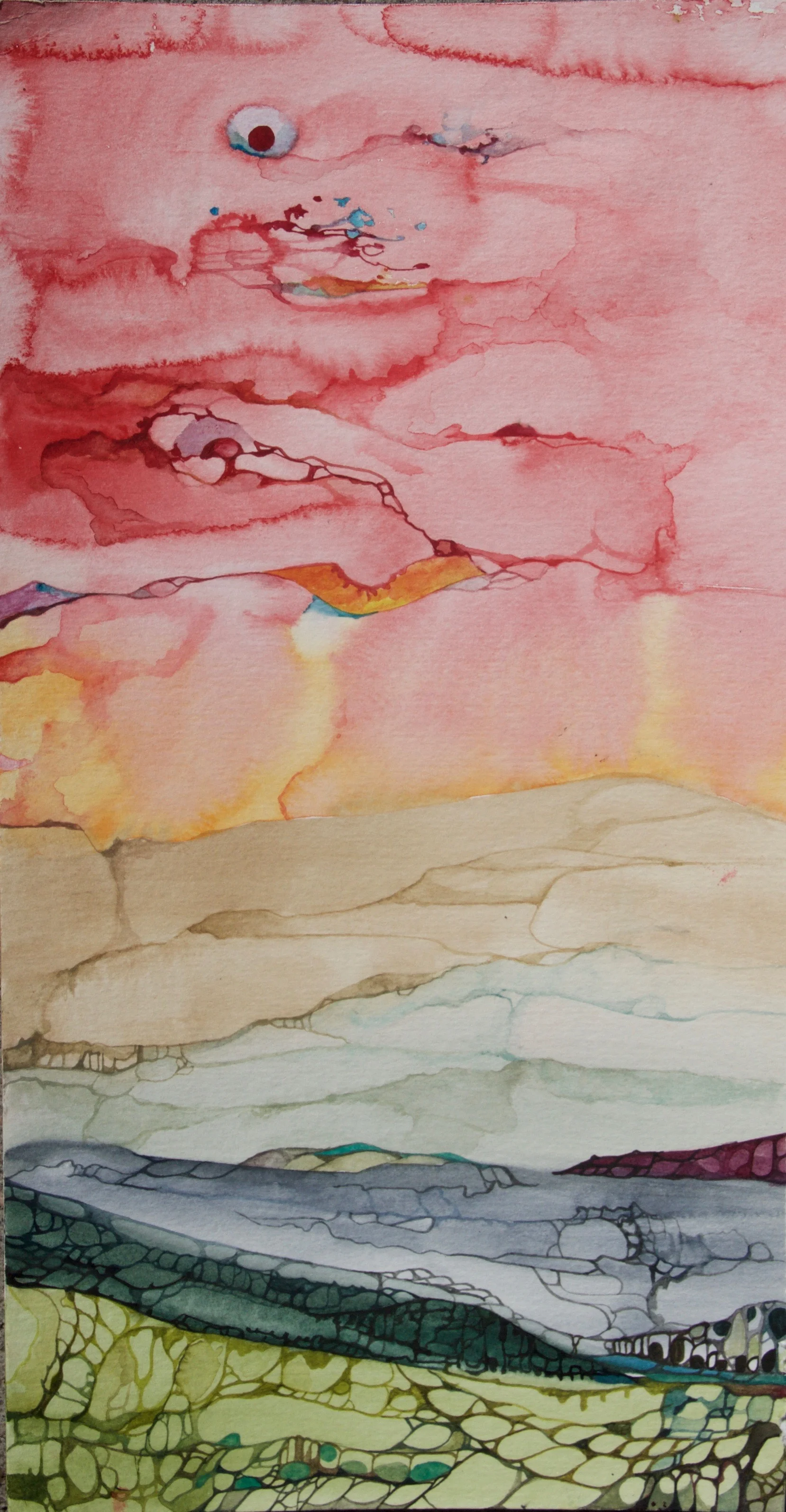 Proxima b iii, watercolor on paper, 6.25 x 12 inches, 2016 private collection