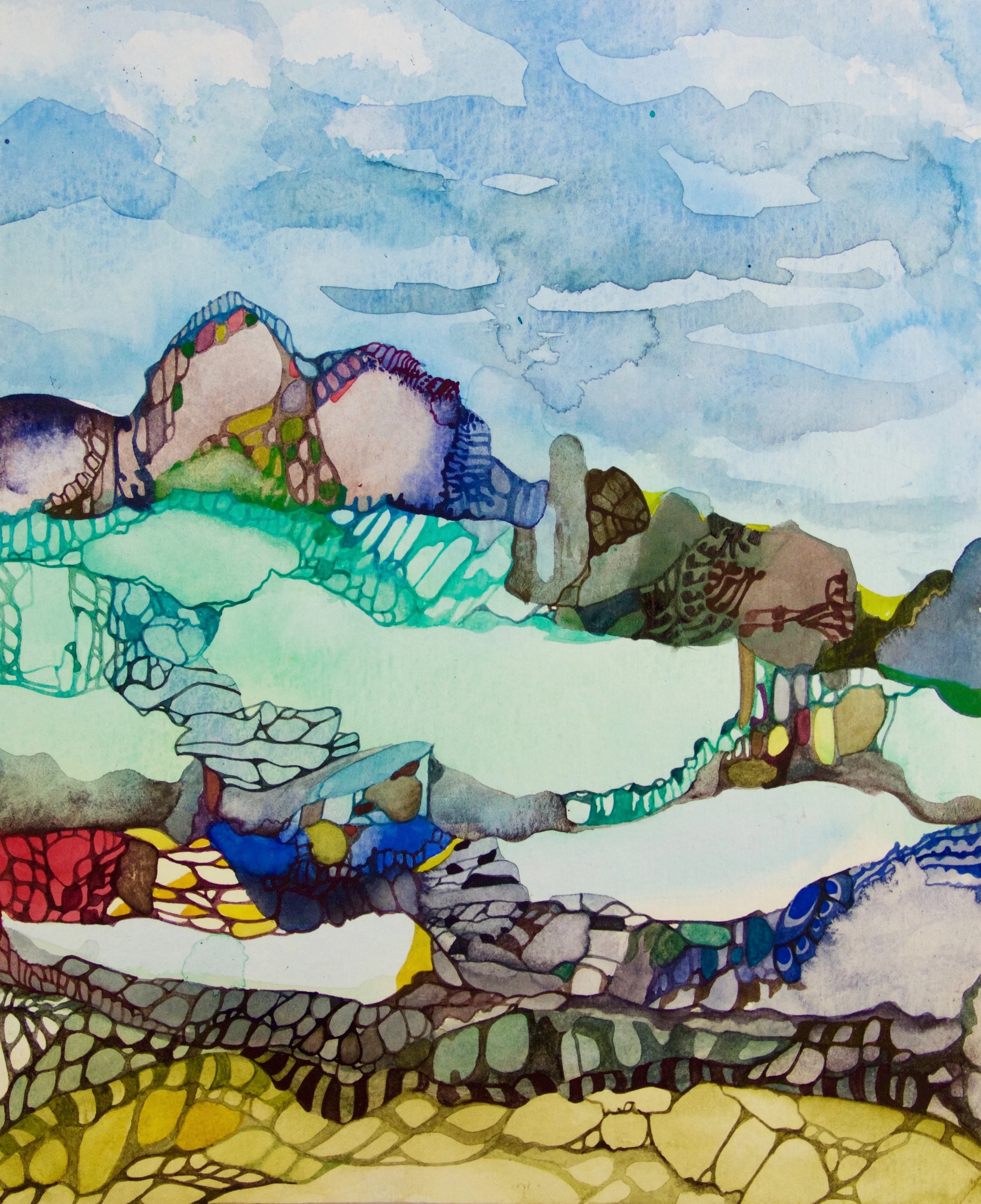 Exoplanet, watercolor on paper, 7.5 x 9 inches, 2016 private collection