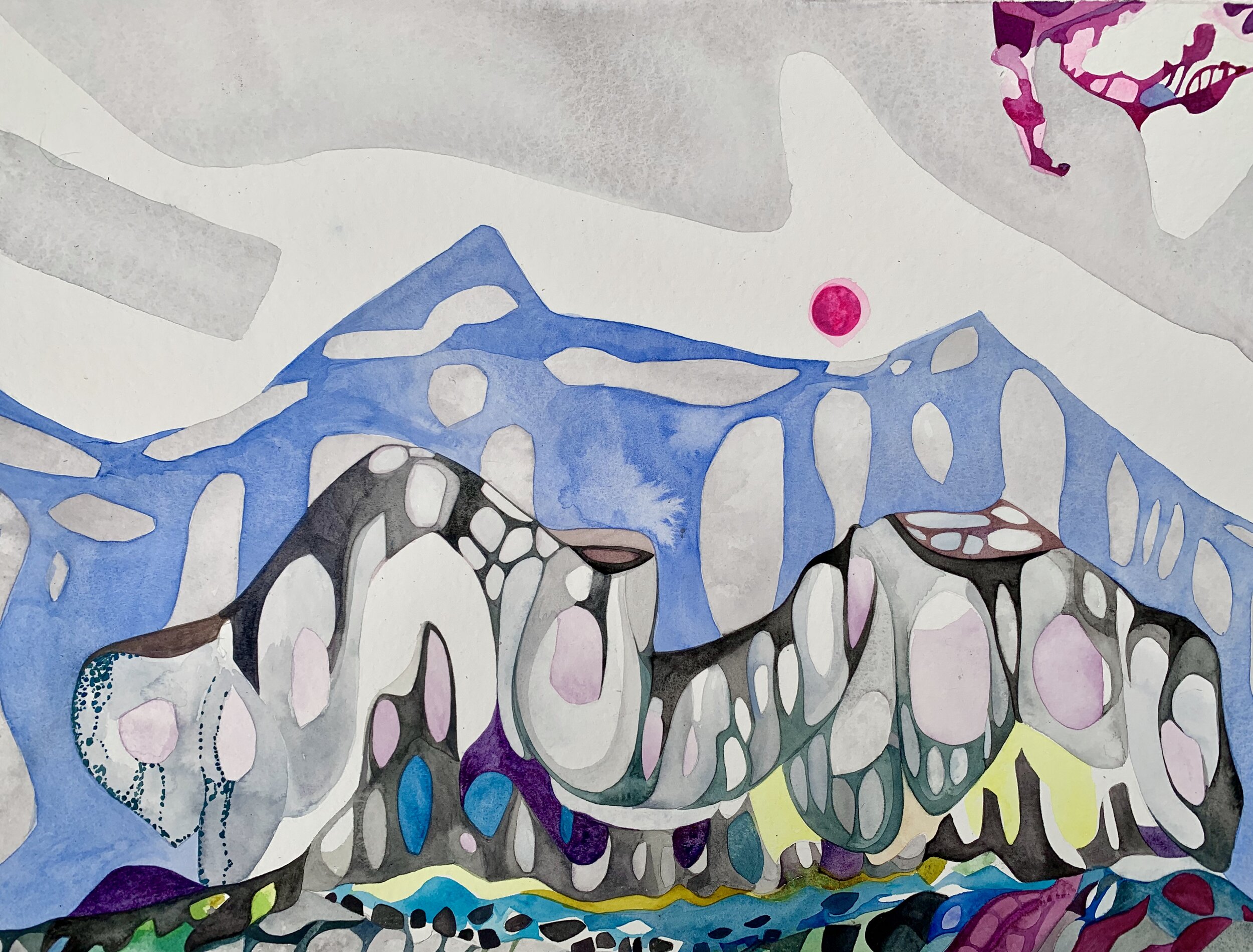 The Bering Land Bridge, watercolor on paper, 10 x 8 inches, 2014.