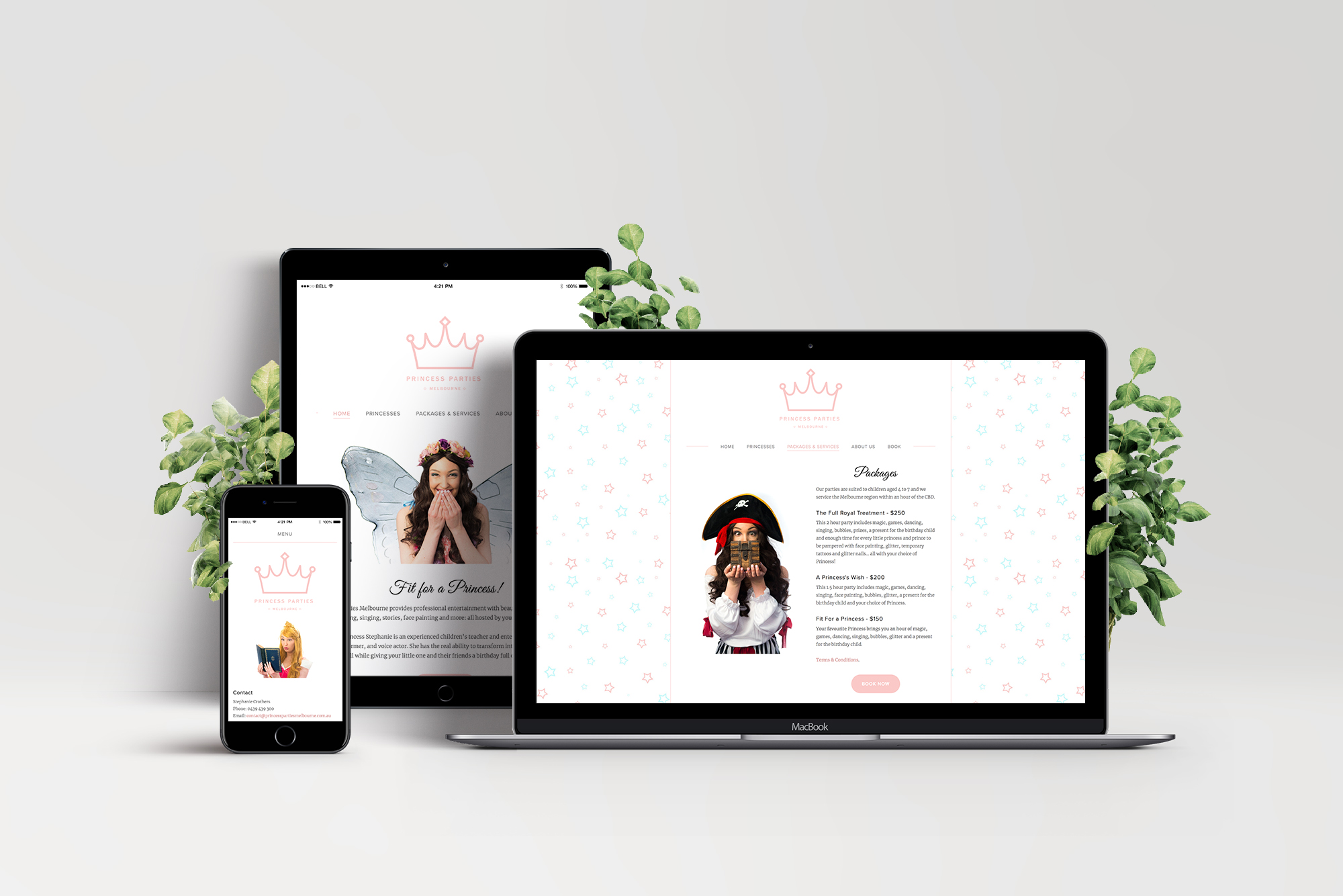 Princess Parties Melbourne / Web design and photography