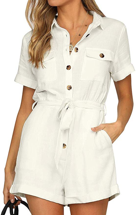 Women's Casual Button Up Romper