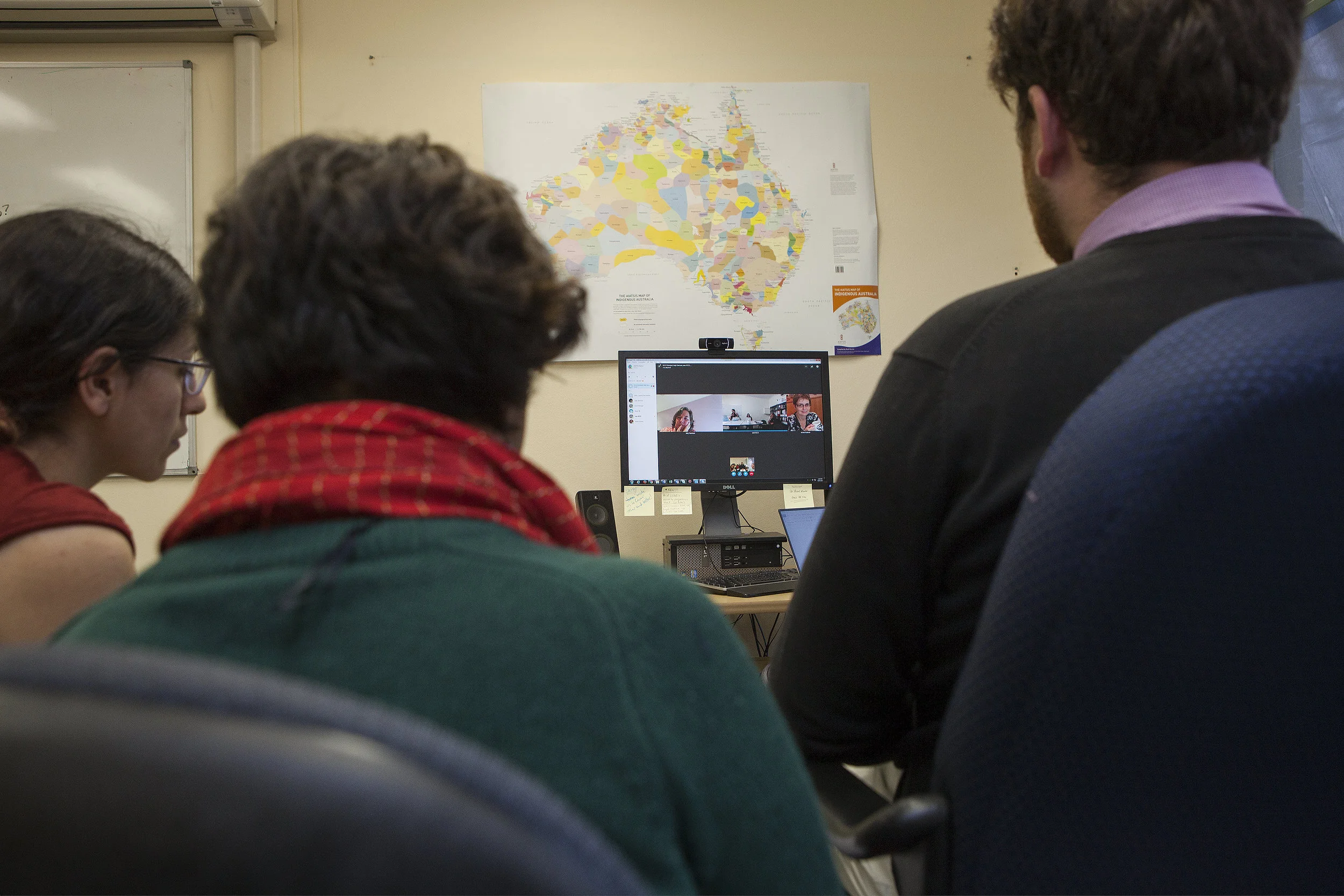 ANU students Skype with KCLS solicitors at the Hotdesk Photo: Stuart Hay (ANU)