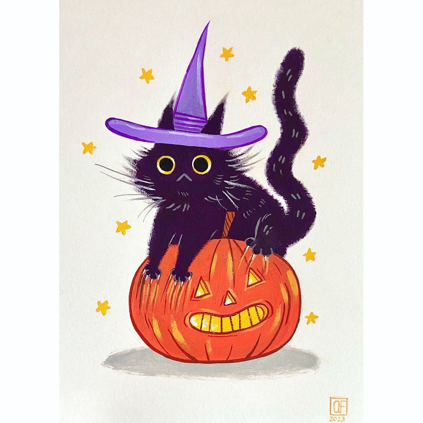 Day 31 of #AFinktober2023 is UNLUCKY! Naturally I had to paint a black cat 🎃 Finally made it to the end!! Yay! As a reminder, all of my originals are available to purchase- send me a message for pricing. Prints will be available soon as well!
*
*
*
