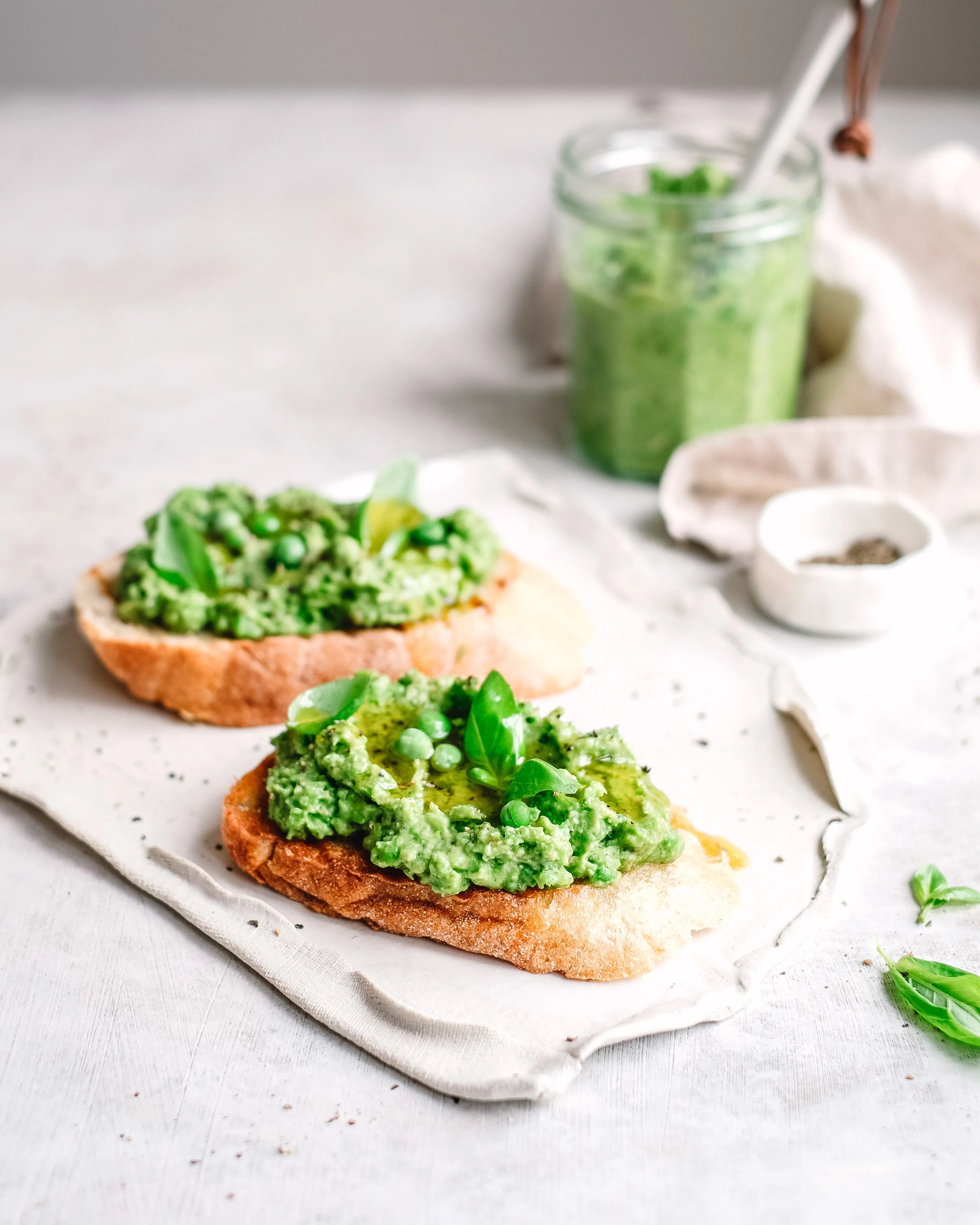 Chunky Pea Pesto Bruschetta — From My Little Kitchen
