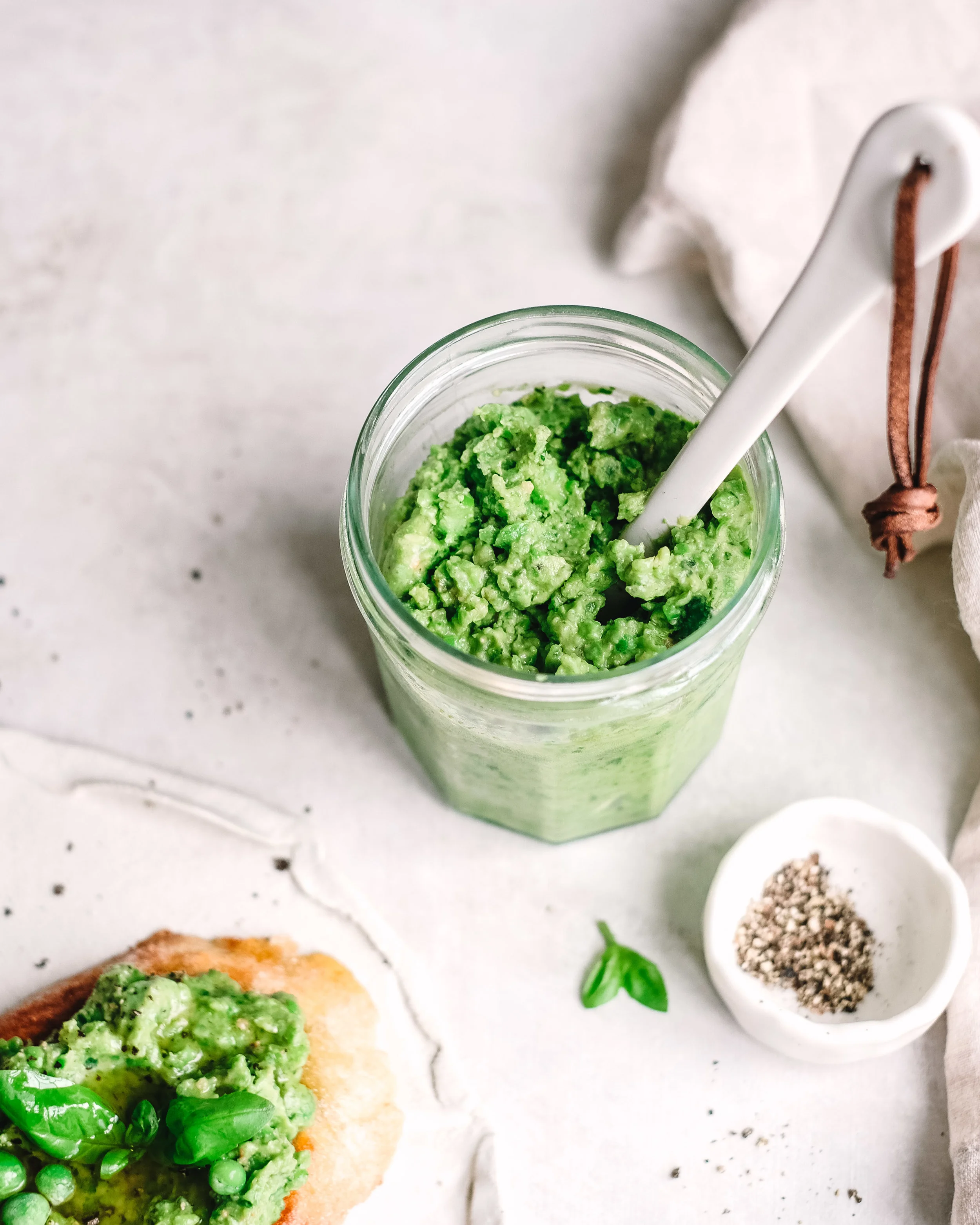 Chunky Pea Pesto Bruschetta — From My Little Kitchen