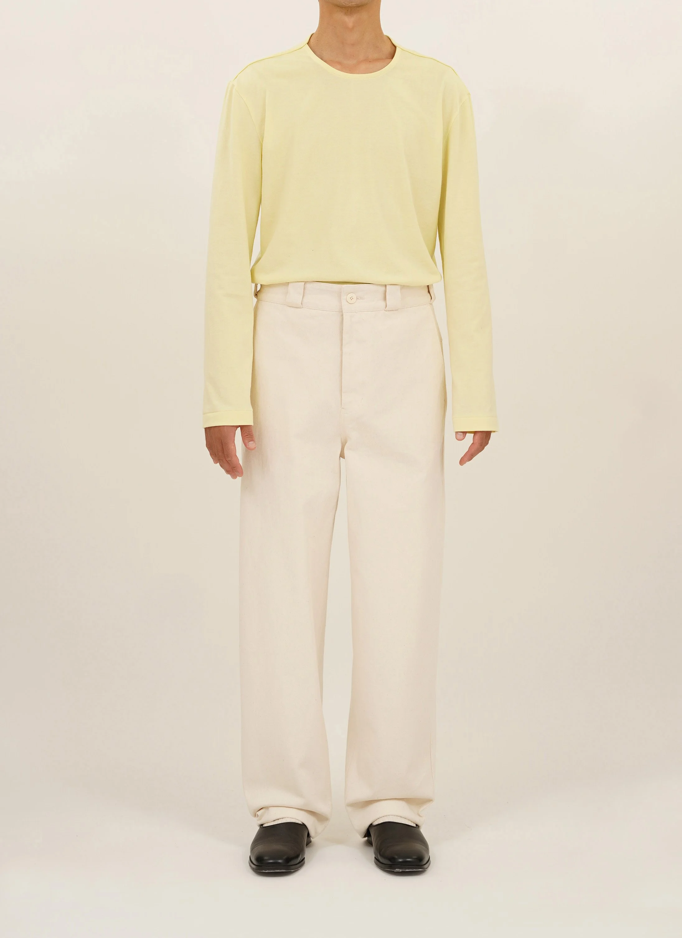 Organic Cotton Basic Long T-Shirt / Organic Cotton Natural Denim Pants  