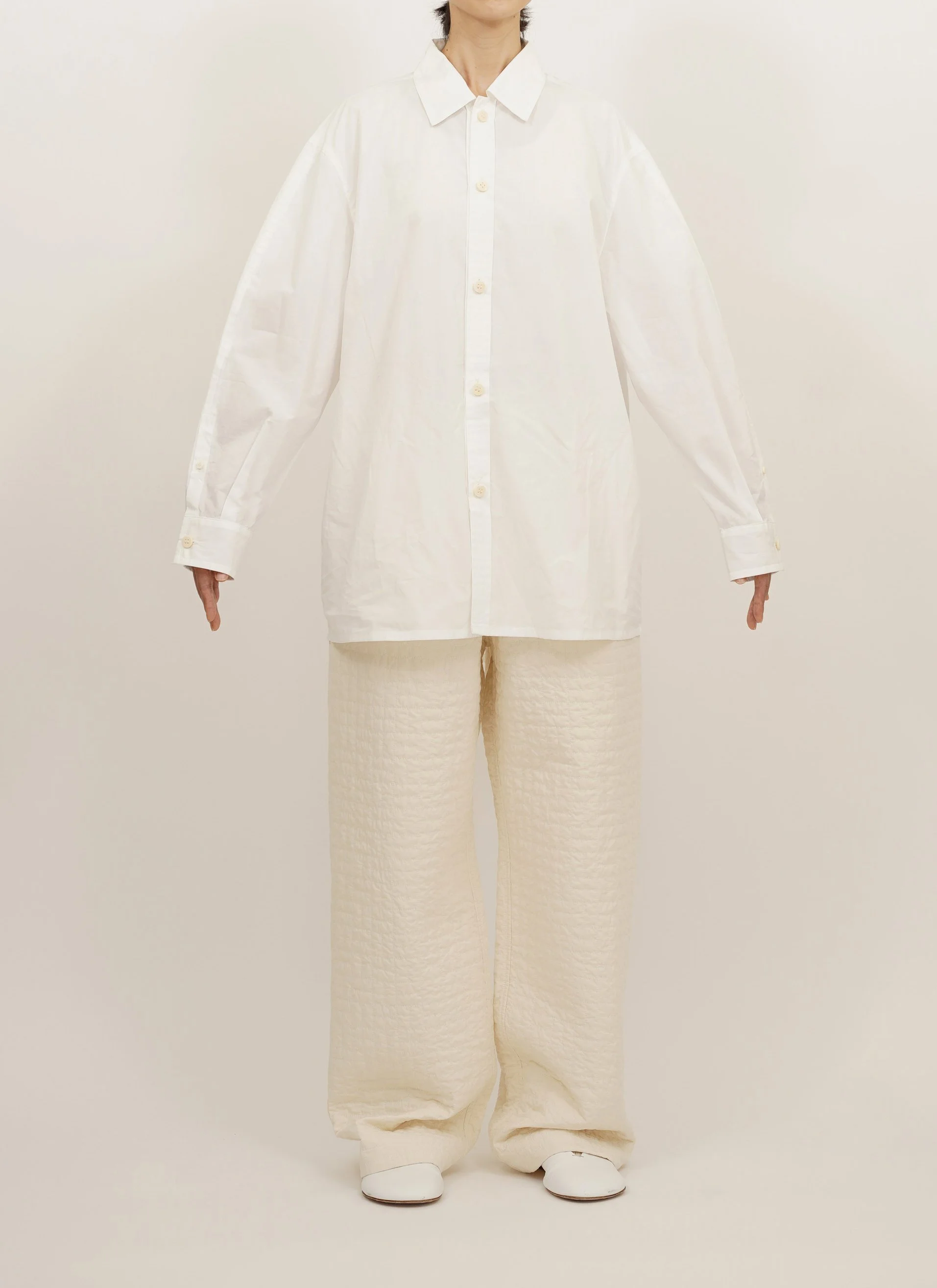  ORGANIC&nbsp;COTTON LOOSE FIT SHIRT  JPY 24.200 (22.200)　SIZE 0.1  ORGANIC&nbsp;COTTON QUILTING PANTS  JPY 50.600 (46.000)　SIZE 0.1 