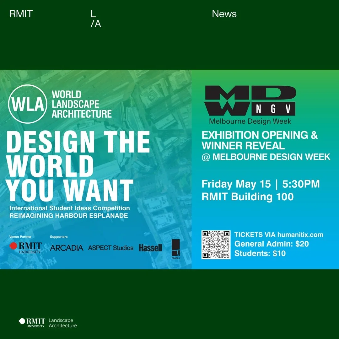 The winners will be announced for the DESIGN THE WORLD YOU WANT International Student Ideas Competition. The exhibition will showcase the shortlisted designs from landscape architecture students around the globe to reimagine Melbourne&rsquo;s iconic 