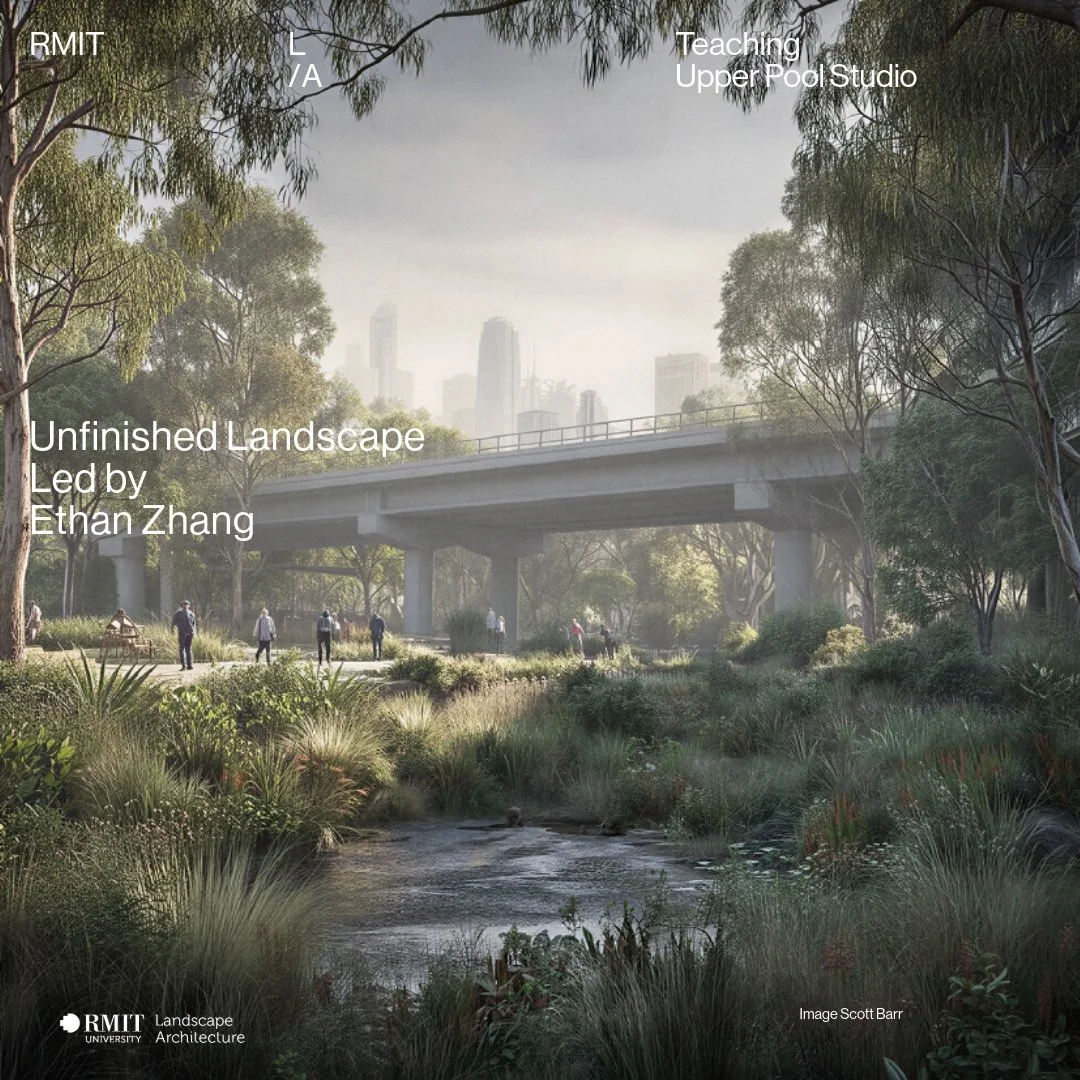 Upper Pool Studio 2025: Unfinished Landscape (RMIT x SJTU Joint Studio)

The 2025 iteration of the joint RMIT x Shanghai Jiao Tong University design studio explored Moonee Ponds Creek. The creek exists as a palimpsest of competing systems: the rigid 