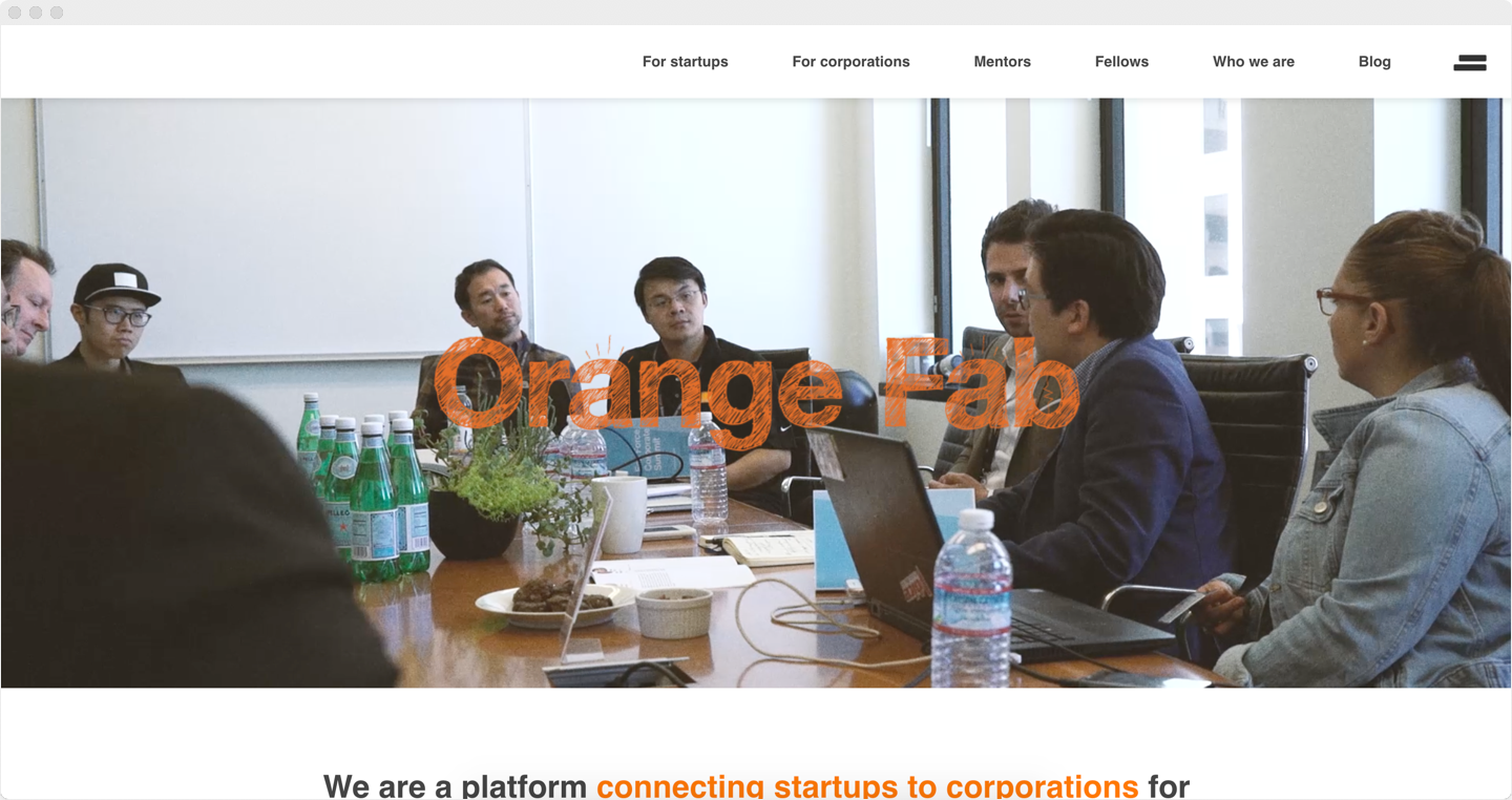 New Orange Fab landing page