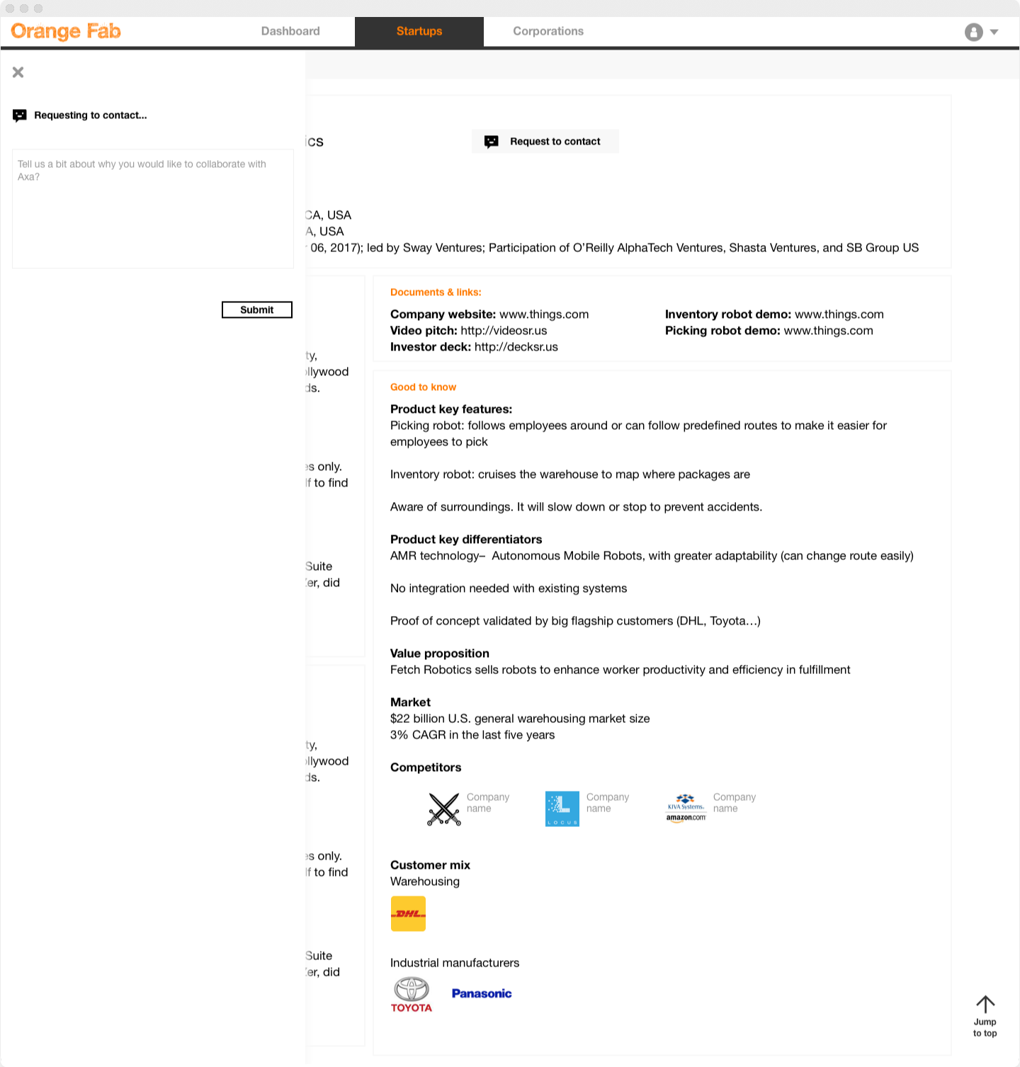 Request to contact form slides in to keep the user on the page.