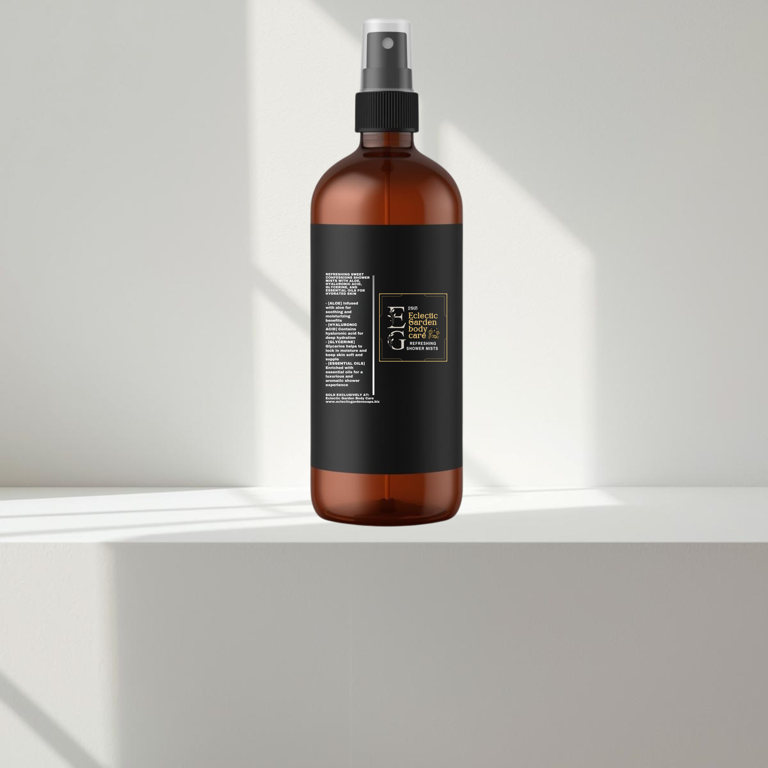 Eclectic Garden Sweet Confessions Refreshing Shower Mists with Aloe, Hyaluronic Acid, Glycerine, and Essential Oils for Hydrated Skin