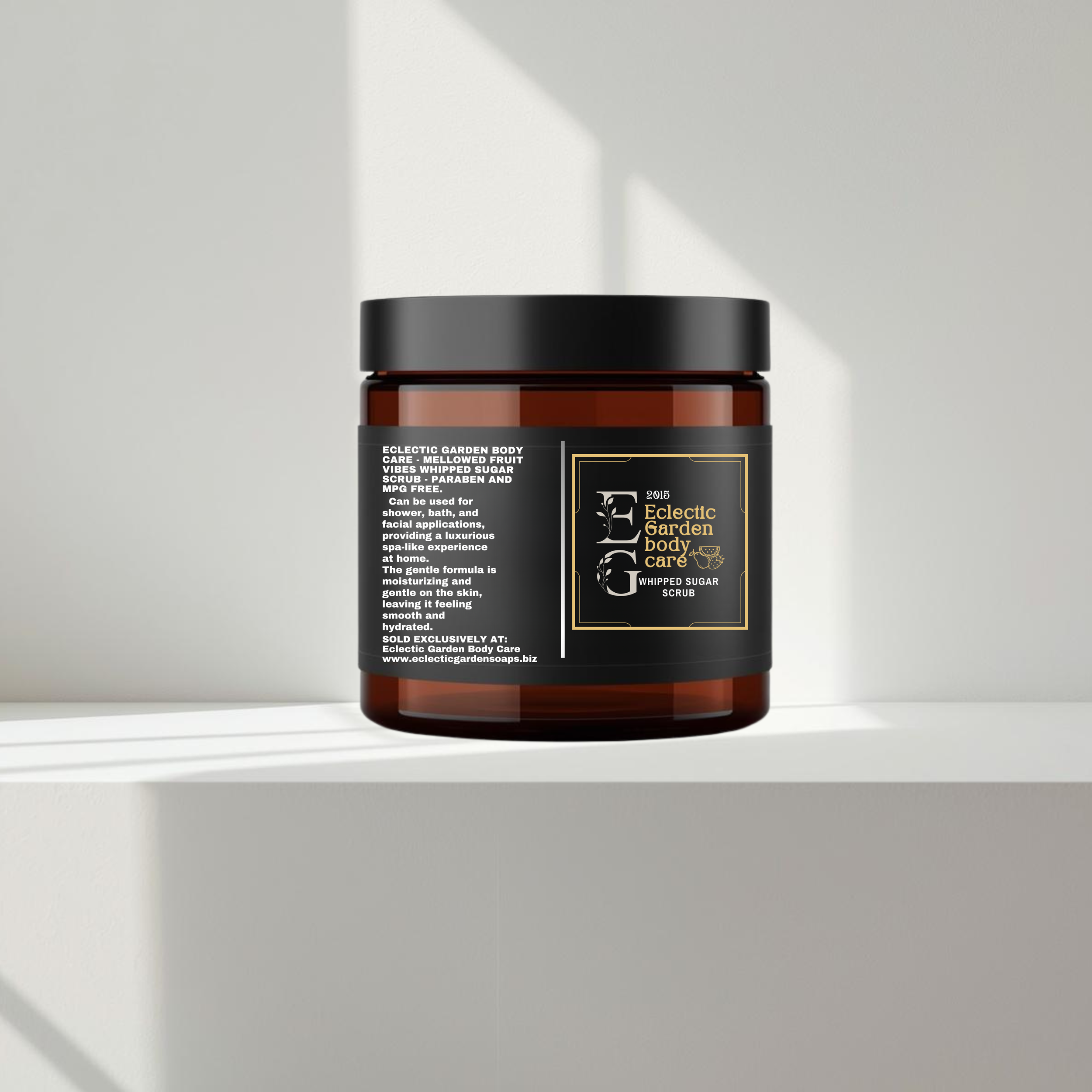 Mellowed Fruit Vibes Whipped Sugar Scrub - Paraben and MPG Free, Multi-Use for Shower, Bath, and Facial Applications, Mild and Moisturizing Formulation with Luxurious Lather